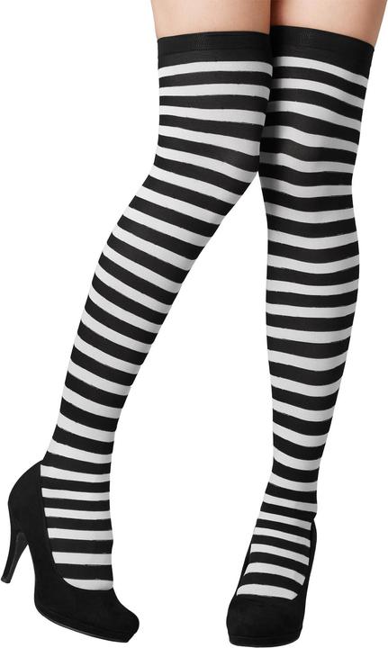 tectake Gestreifte Overknee-Strümpfe schwarz-weiss (One Size)