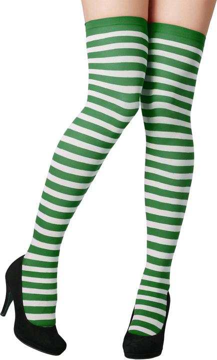 tectake Gestreifte Overknee-Strümpfe grün-weiss (One Size)