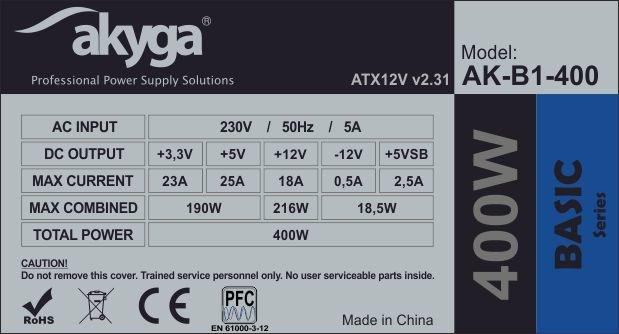 Actual product image Akyga AK-B1-400 (400 W)
