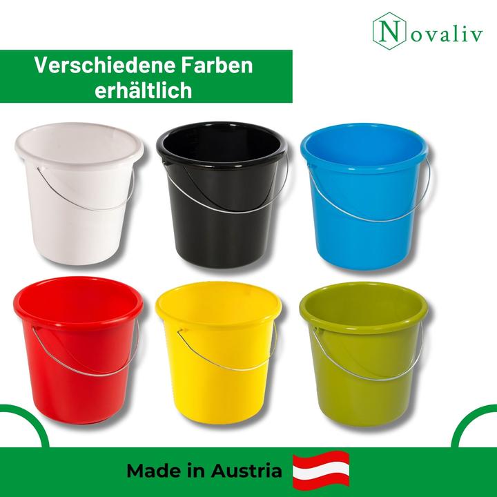Produktbild Novaliv 4 Stück Eimer 10L Rot mit Masseinteilung - Putzeimer 10 Liter? 28,5 cm Praktischer Allrounde (4 Stk.)