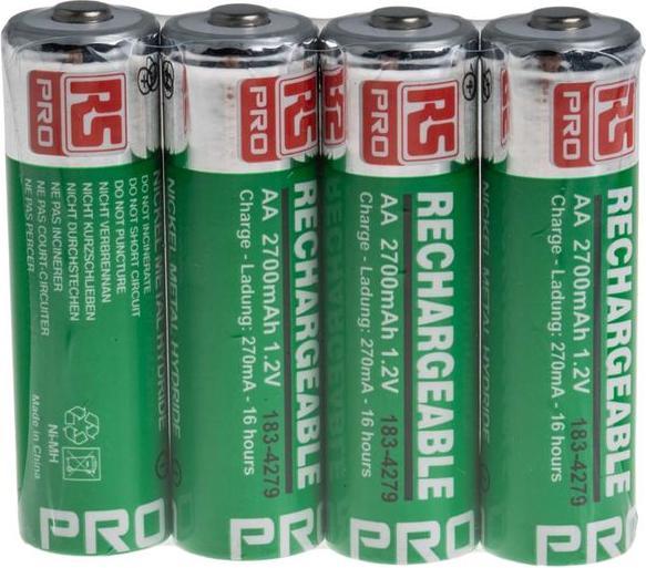 Image du produit Rs Pro Batterie AA NiMH 1.2V, 2.7Ah, faible auto-décharge (4 pcs, AA, 2700 mAh)