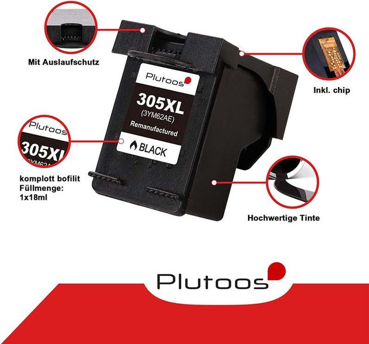 Produktbild Plutoos HP 305 XL HP 305 XL Patronen XXL kompatibel (BK, CL)