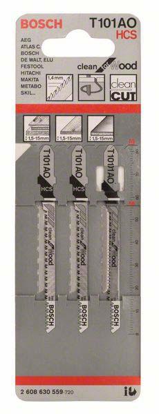 Actual product image Bosch Professional Zubehör Jigsaw blade T 101 AO Clean for Wood, 3-pack