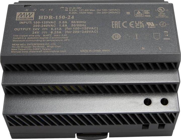 Immagine prodotto MeanWell HDR-150-24 Alimentazione su guida DIN 24 V/DC 150 W 1 x