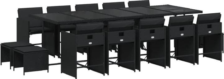 Produktbild VidaXL Gartenmöbel Essgruppe Gartengarnitur Sitzgruppe 15tlg Schwarz Poly Rattan (275 cm)