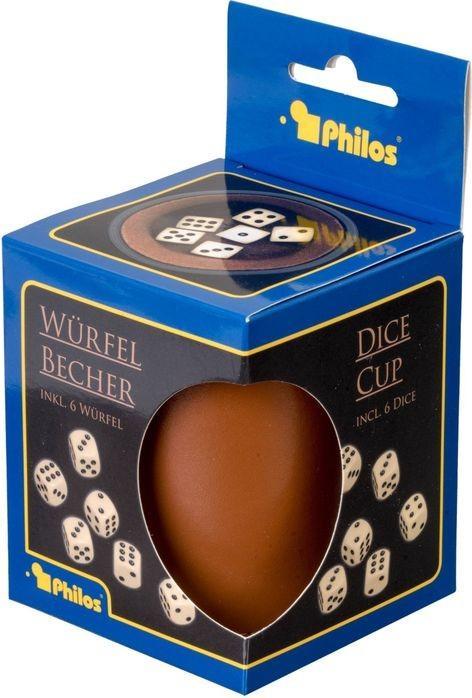Image du produit Philos Gobelet inclus dés simili cuir brun