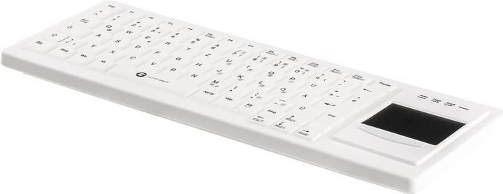 Actual product image Gett Cleantype Xtra Touch Protect silicone keyboard with touchpad IP68 disinfectable USB colour white L (DE, Cable)