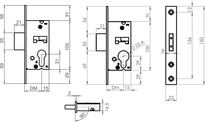 Actual product image SSF Tubular frame mortise deadbolt lock Series 02 RSk (Mortise lock)