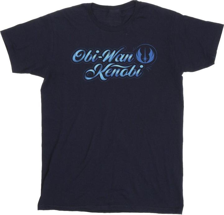 Actual product image Star Wars Mens Obi-Wan Kenobi Ribbon Font T-Shirt (XL)