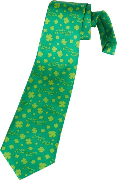 Produktbild Dressforfun St. Patrick’s Day Krawatte mit Kleeblättern und Schriftzug