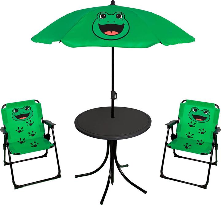 Produktbild Mojawo 4tlg Kinder Campingmöbel Set Frosch Campingstuhl Tisch Sonnenschirm