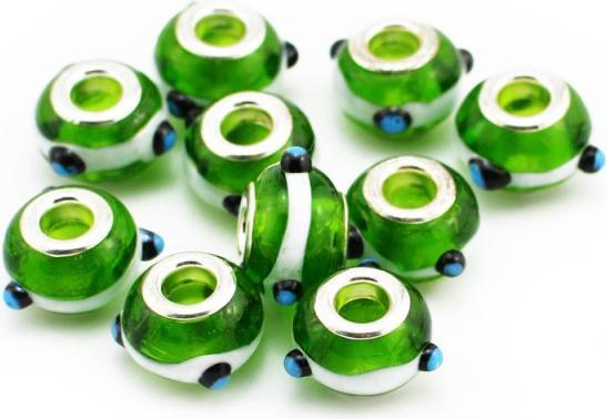 Actual product image Hermex Glass Bead Silver Plated 925 - Silvery Green (Glass, Metal alloy)