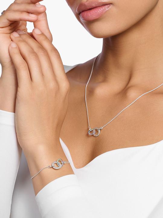 Immagine prodotto Thomas Sabo Bracciale con due anelli con pietre colorate in argento annerito (19 cm, Argento 925)