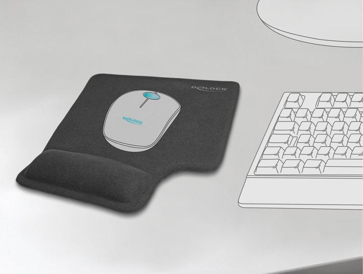 Produktbild Delock Ergonomisches Mauspad mit Gel Handballenauflage Linkshänder schwarz