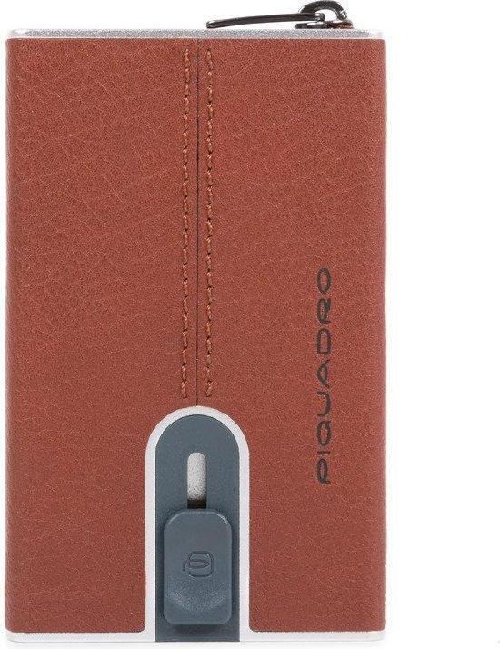 Piquadro Black Square, Leather Card Holder, Square Sliding System, Brown