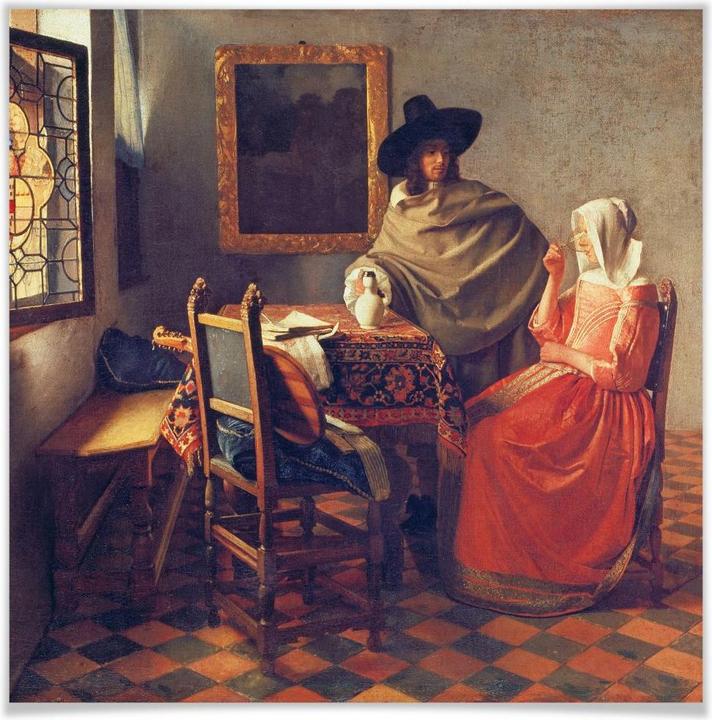 Image du produit Trenddeko Vermeer - Le verre de vin (70 x 70 cm)