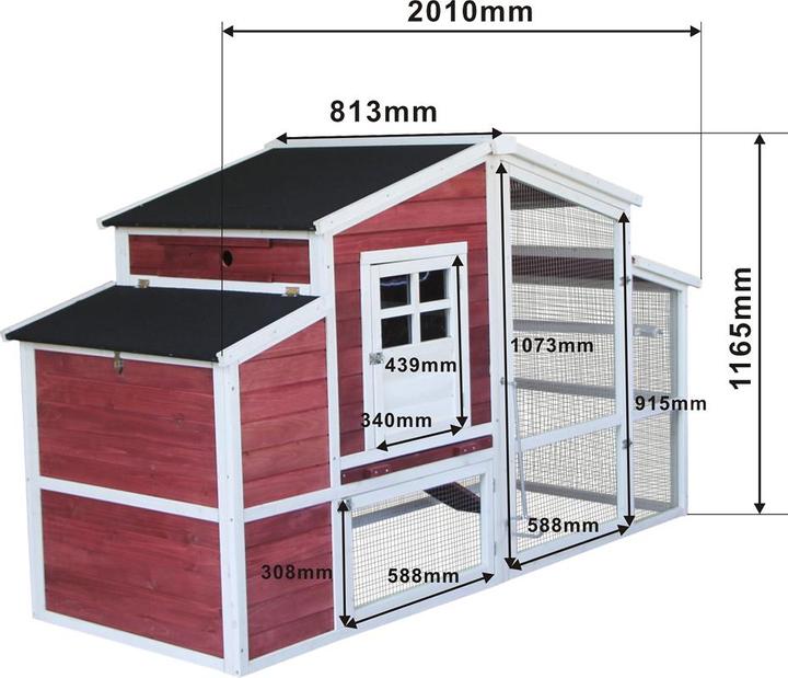 Actual product image Wiltec Chicken coop 2010x813x1165mm free range spruce wood chicken house chicken droppings tray