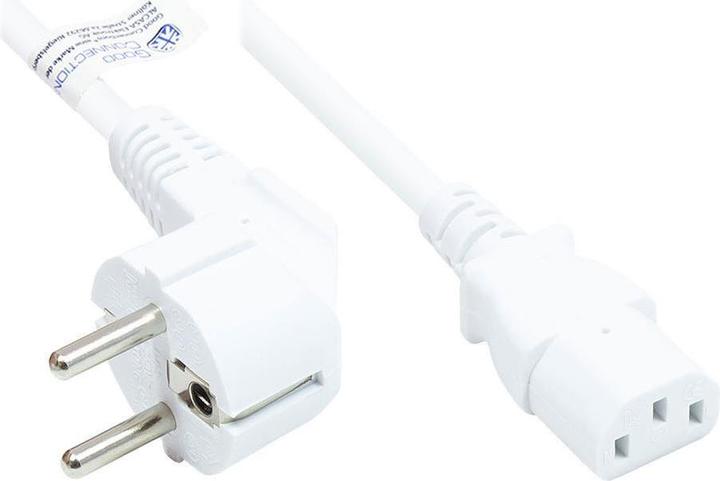 Actual product image Good Connections Mains cable earthing contact plug type E+F (CEE 7/7, angled) to C13 (straight), white, 0.75 mm² (1.50 m, C13, CEE 7/7)