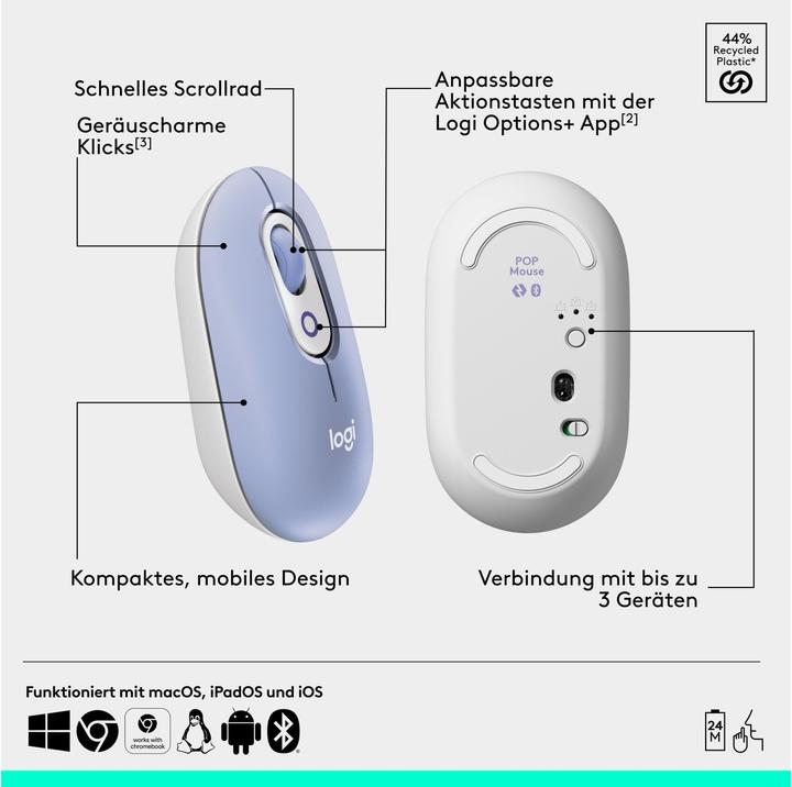 Image du produit Logitech POP Mouse avec emoji personnalisable (Sans fil)