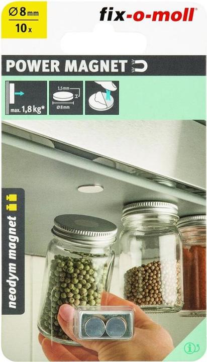 Actual product image Fix-o-moll Magnet Disc Neodymium Adhesion.Silver8mm 10pcs (10 x)