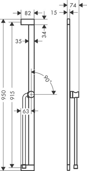 Produktbild hansgrohe Unica Duschstange S Puro 90 cm, Easy Slide Duschkopfhalter, Isiflex Duschschlauch 160 cm