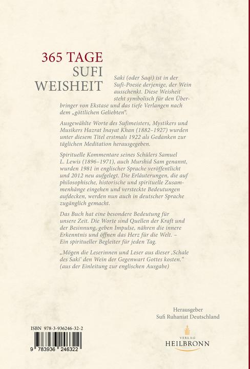 Produktbild 365 Tage Sufi-Weisheit (Deutsch, Maria Magdalena Straub, Hauke Jelaluddiin Strum, Sufi Ruhaniat Deutschland e. V., L. Samuel Lewis, Hazrat Inayat Khan, 2018)
