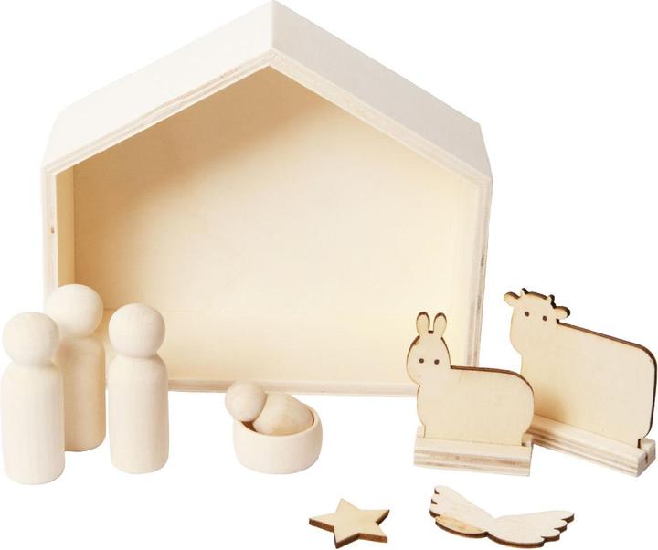 Actual product image Natura Punto Christmas crib made of natural wood, 6 figures