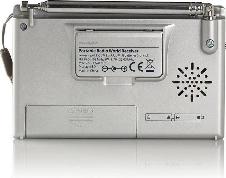 Produktbild Nedis Weltradio | Tragbare Ausführung | AM / FM / SW | Batteriebetrieben / Netzstromversorgung | Dig (AM, FM, KW)