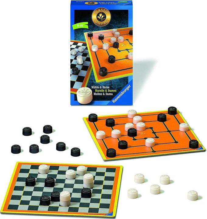 Immagine prodotto Ravensburger Mill / Lady Compact, d/f/i da 8 anni, 2 giocatori, Classic Compact / Travel set (Tedesco, Francese, Italiano)