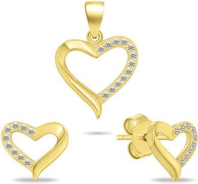Produktbild Brilio Silver - Gold-plated jewelry set Heart SET270Y (pendant. earrings)