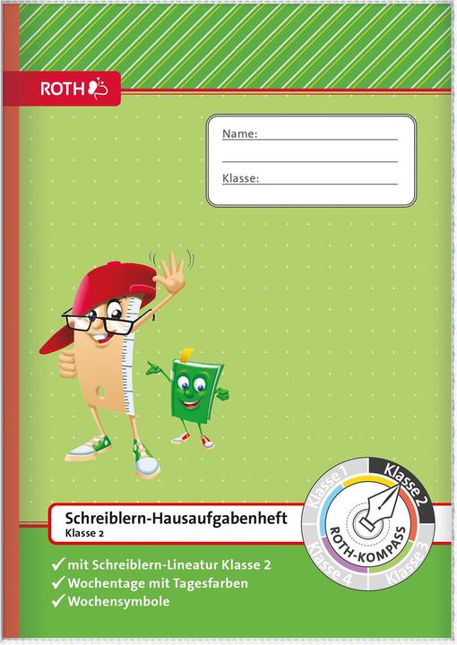 Image du produit Roth Cahier de devoirs d'apprentissage de l'écriture Kompass, 2e classe, DIN A4 (A4, Non contraignant, Allemand)