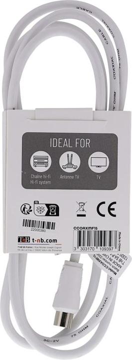 Actual product image T'nB CÂBLE ANTENNA COAXIAL 1,5M M/F (BLANC) (Antenna cable)