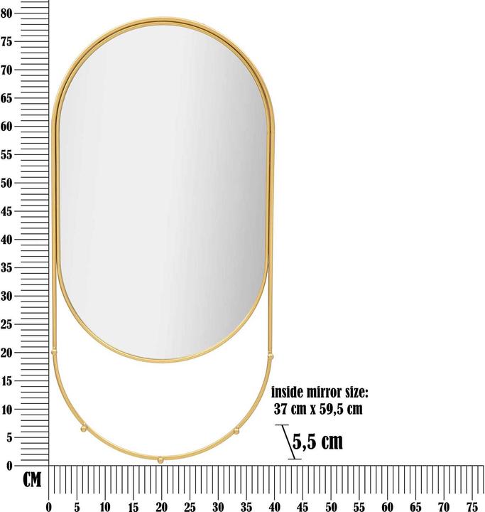 Actual product image Mauro Ferretti Wall mirror with hooks.5 (40 x 79.5 cm)