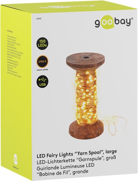 Image du produit Goobay Guirlande lumineuse LED "Bobine de fil", grand modèle (15 m)