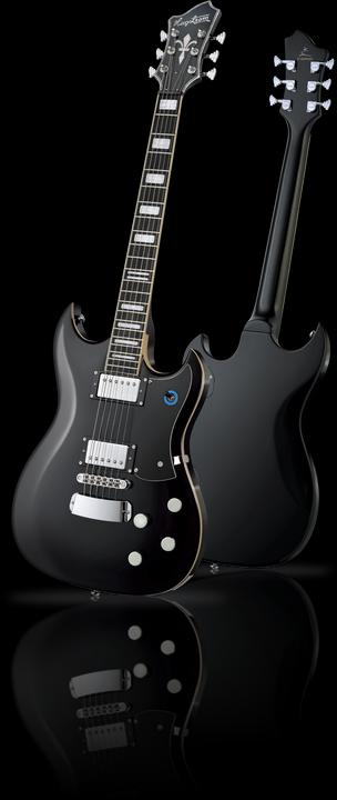 Actual product image Hagstrom Electric Guitar, Signature Pat Smear, Black Gloss (Electric guitar, Mahogany)
