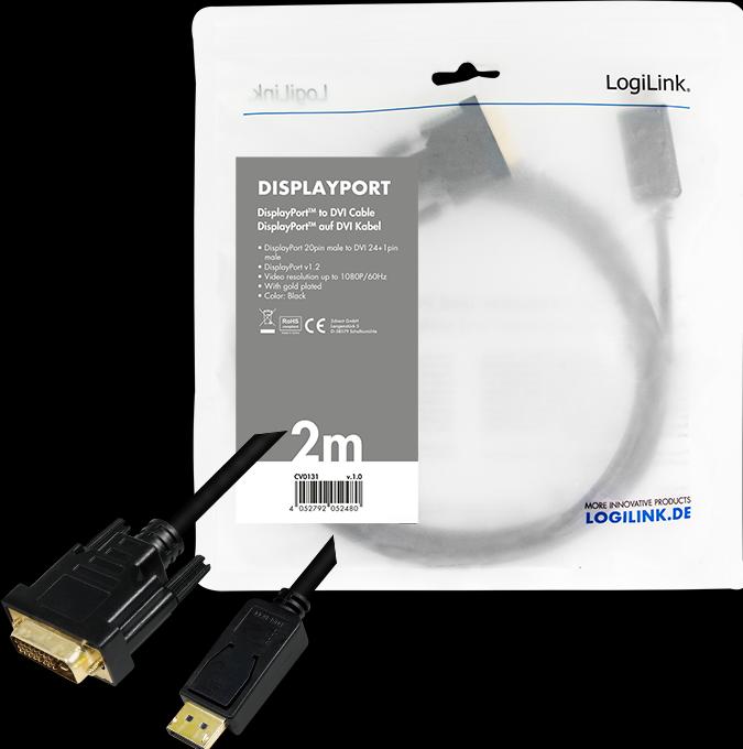 Produktbild LogiLink DisplayPort — DVI (2 m, DisplayPort)