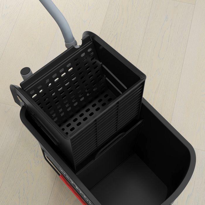Image du produit Swisshandel24 Putzwagen Fahreimer Putzeimer 20 Liter Wischwagen mit Presse 2 Kammern Schwarz (1 pcs)