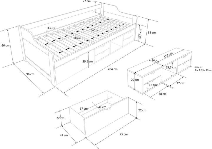 Immagine prodotto Homestyle4u Letto funzionale per bambini (90 x 200 cm)