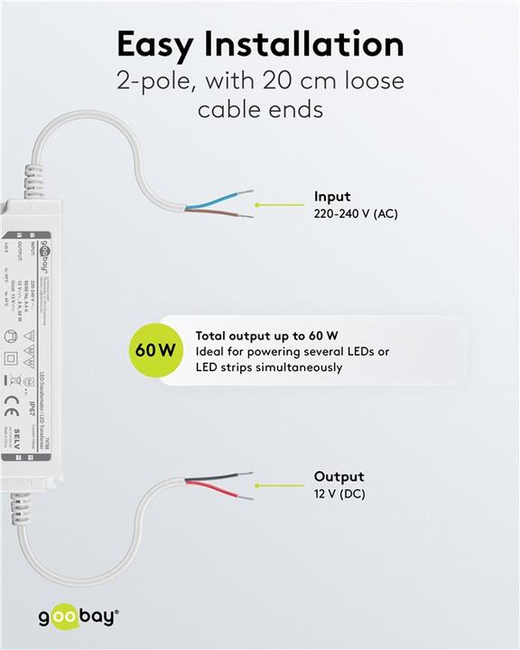 Produktbild Goobay LED-Trafo 12 V DC, 60 W, IP67