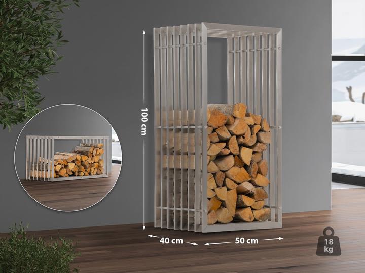 Actual product image CLP Firewood rack Irving 40x50x100, stainless steel (40 x 50 x 100 cm)