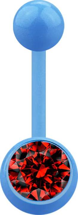 Image du produit Star Piercing Banane bleu clair avec boule et boule de cristal rouge (Acrylique, sans laiton)