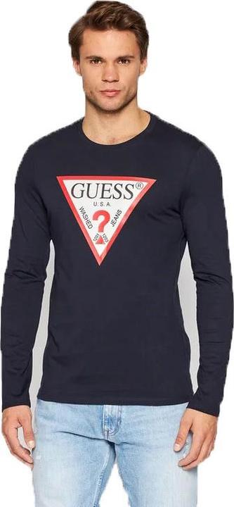 Produktbild Guess Herren CN LS ORIGINAL Logo Shirt, Navy/Weiss/Rot/Schwarz, L (L)