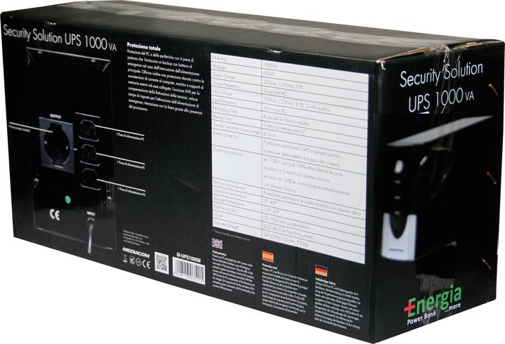 Produktbild Mediacom M-UPS1000M Unterbrechungsfreie Stromversorgung (USV) 1 kVA 600 W 4 Steckdose(n) AC (1000 VA, 600 W)
