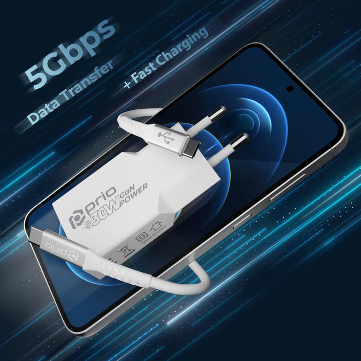 prio Lade- und Set (30W GaN Ladegerät + USB C - USB C Kabel) weiss (30 W)