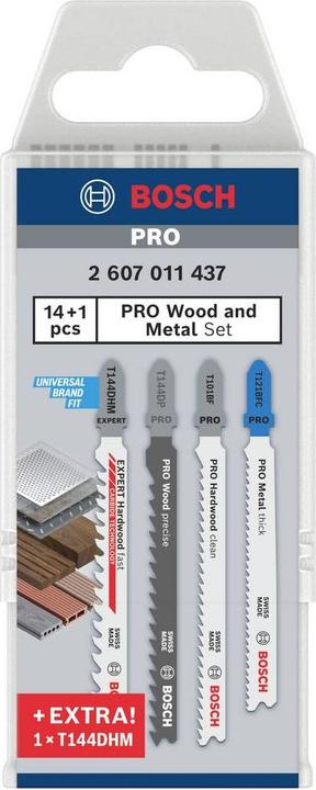Produktbild Bosch Professional Zubehör 15-tlg. Stichsägeblatt-Set für Holz und Metall, T-Schaft