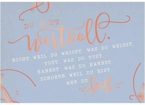 Produktbild Postkarte Vintage Art Du bist wertvoll, nicht weil Du weisst, was Du weisst