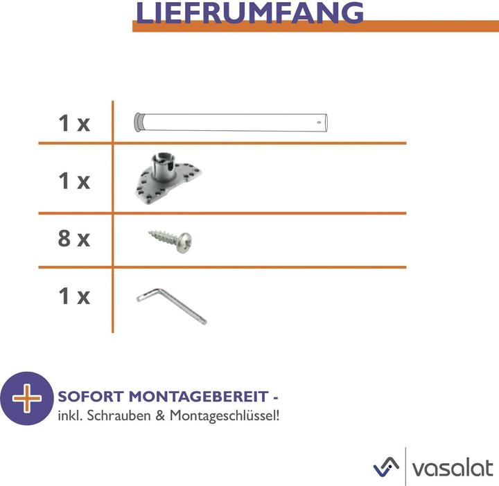 Produktbild Vasalat CAMAR Tischfuss Zoom höhenverstellbar 1100-1200mm, Stahl silber