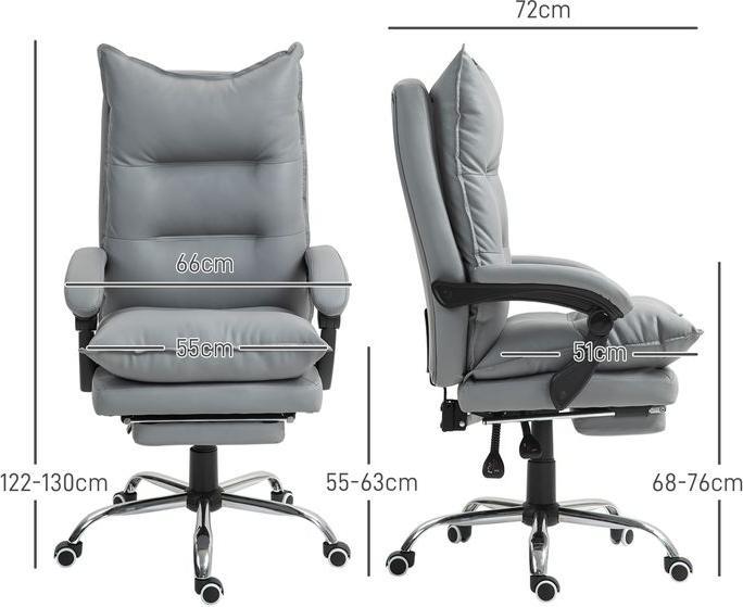 Produktbild Swisshandel24 Bürostuhl mit Liegefunktion, ergonomisch Schreibtischstuhl Drehstuhl Hellgrau