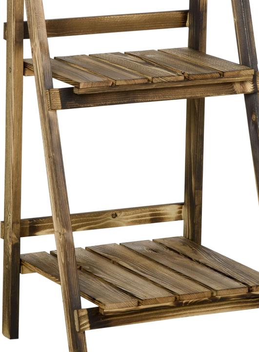 Immagine prodotto Outsunny Scala per piante Scala per fiori Scaffale per piante 3 gradini Legno di abete Marrone scuro 40 x 37