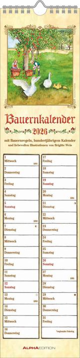 Produktbild Alpha Edition Streifenplaner Bauernkalender 2026 - Streifen-Kalender 11,3x49x5 cm - mit 100-jährigem Kalender und (Deutsch)